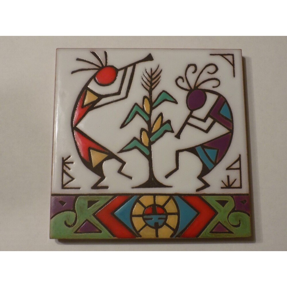 Mag Mor Studios Native American Kokopelli Porcelain Ceramic Tile Decor